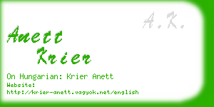 anett krier business card
